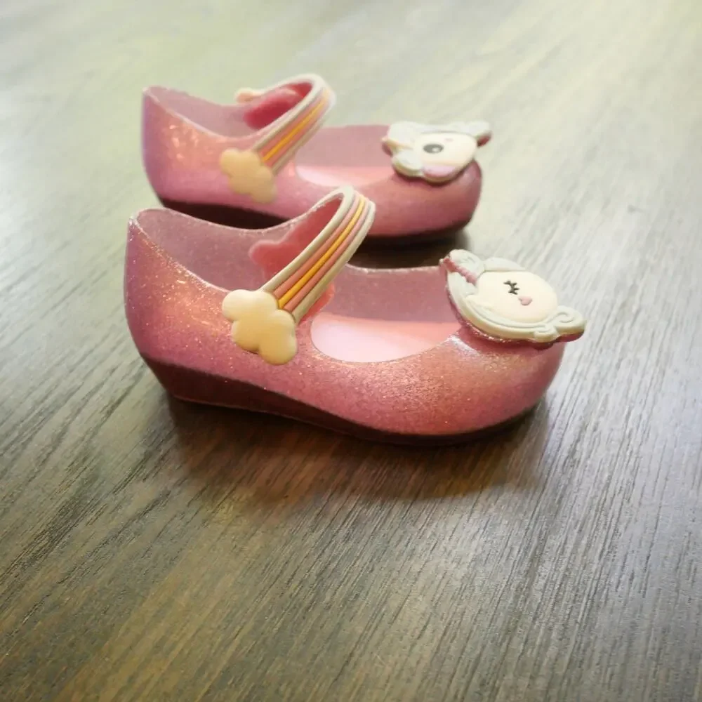 Mini Melissa Pink Glitter UNICORN Mary Jane Shoes Toddler Girls Size 6